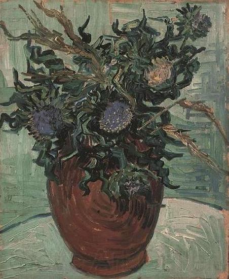 Vincent Van Gogh Flower Vase with Thistles Spain oil painting art